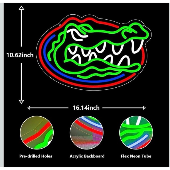 University Florida Gators NCAA LED Neon Sign For Bar, Porch, Garage, Mancave 16" - Picture 4 of 6